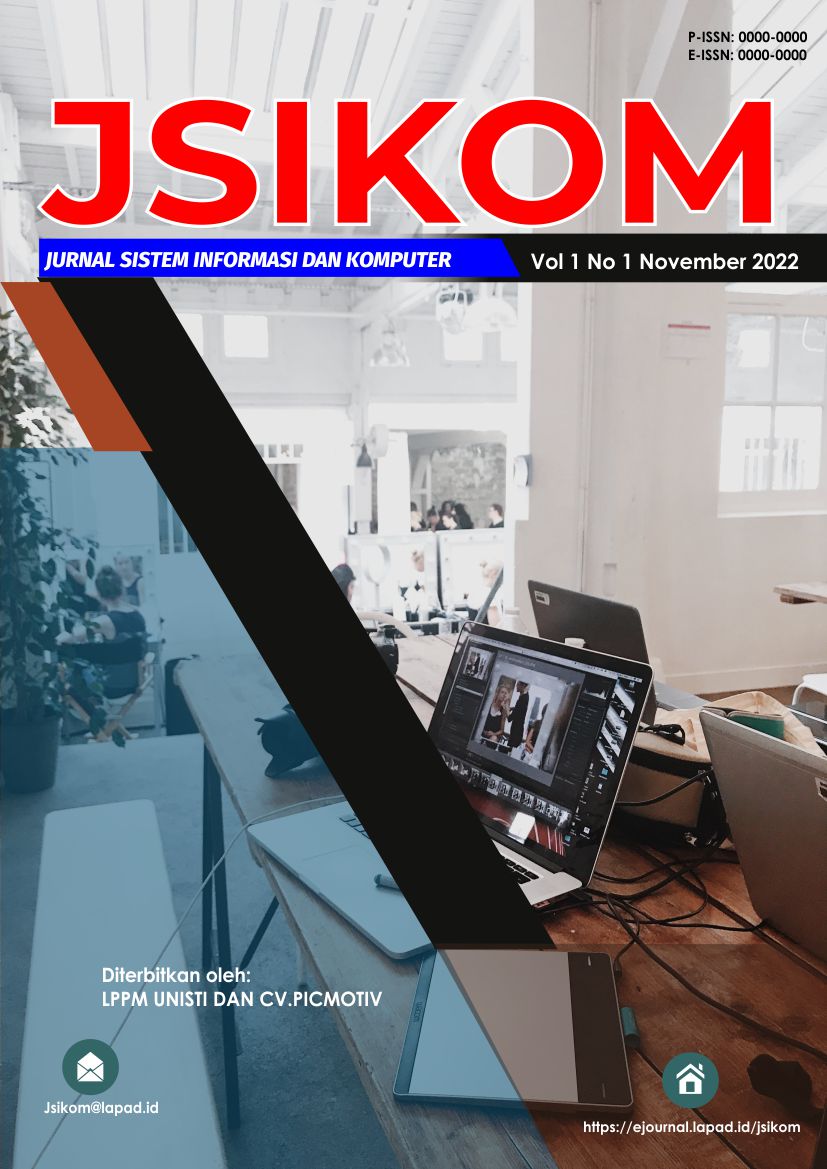 					View Vol. 1 No. 1 (2022): Jurnal Sistem Informasi dan Komputer (JSIKOM)
				